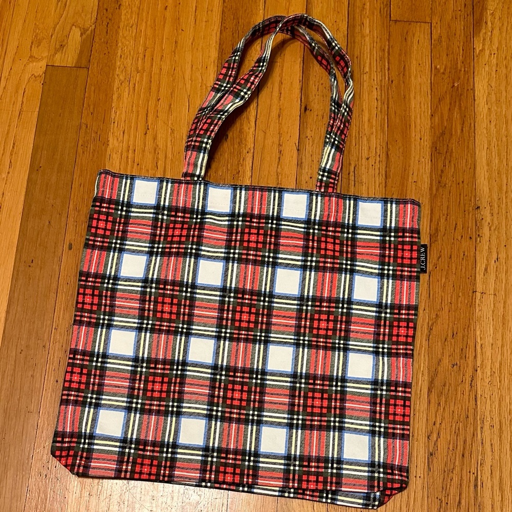 J. Crew Christmas Plaid Tote